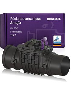Kessel Staufix backflow stop 730150 DN 150, with 2 plastic flaps, exposed waste water pipe
