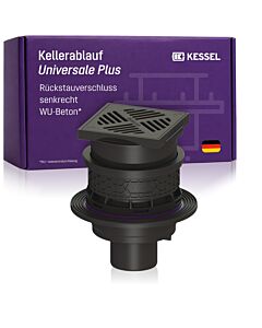 Kessel drain de sous-sol Universale Plus 27631 plastique, avec douille, design vertical, couvercle noir