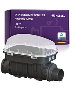 KESSEL backflow preventer Staufix SWA DN 125 73125.10 exposed, for wastewater free of fecal matter, 2 mechanical backflow flaps, emergency closure, EN 13564