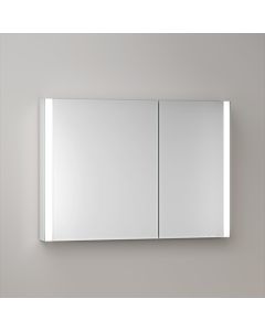 KEUCO Somaris Spiegelschrank mit Beleuchtung 14503002201 100 x 71 x 12,7 cm, verspiegelt, 2 Türen, Wandvorbau, Spiegelheizung, asymmetrisch