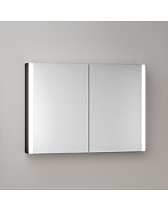 KEUCO Somaris Spiegelschrank mit Beleuchtung 14503372100 100 x 71 x 12,7 cm, schwarz matt, 2 Türen, Wandvorbau