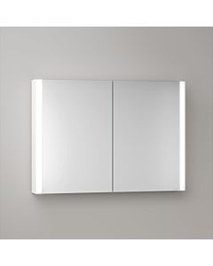 KEUCO Somaris Spiegelschrank mit Beleuchtung 14503512100 100 x 71 x 12,7 cm, weiß matt, 2 Türen, Wandvorbau
