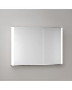 KEUCO Somaris Spiegelschrank mit Beleuchtung 14503512200 100 x 71 x 12,7 cm, weiß matt, Wandvorbau, 2 Türen, asymmetrisch