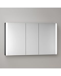 KEUCO Somaris Spiegelschrank mit Beleuchtung 14504373101 120x71x12,7cm, Wandvorbau, 3 Türen, Spiegelheizung, schwarz matt