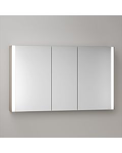 KEUCO Somaris Spiegelschrank mit Beleuchtung 14504853101 120x71x12,7cm, Wandvorbau, 3 Türen, Spiegelheizung, Eiche hell Dekor
