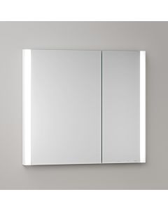 KEUCO Somaris Spiegelschrank mit Beleuchtung 14512512201 80 x 71 x 11,5 cm, weiß matt, 2 Türen, Wandeinbau, asymmetrisch, Spiegelheizung