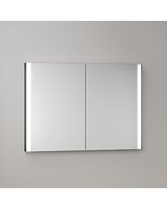 KEUCO Somaris Spiegelschrank mit Beleuchtung 14513372101 100 x 71 x 11,5 cm, schwarz matt, Wandeinbau, 2 Türen, Spiegelheizung