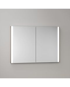 KEUCO Somaris Spiegelschrank mit Beleuchtung 14513852101 100 x 71 x 11,5 cm, Eiche hell Dekor, 2 Türen, Wandeinbau, Spiegelheizung