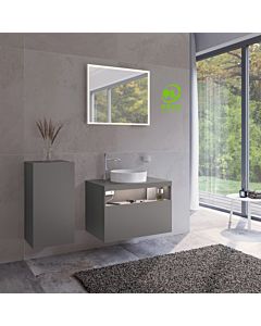 Keuco Stageline Mittelschrank 32811290001 40 x 78,2 x 36 cm, Lack Inox Seidenmatt, Glas Inox satiniert, 1-türig, Anschlag links