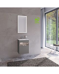 Keuco Stageline vanity unit 32822290101 lacquer Inox satin matt, glass Inox satined, 46x62.5x38cm, with electrics, left