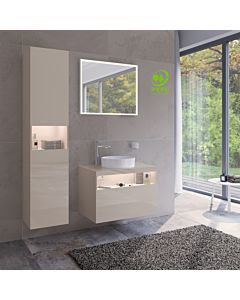 Keuco Armoire haute Stageline 32831180101 40 x 180 x 36 cm, décor cachemire, verre clair cachemire, 2 portes, avec électronique, gauche