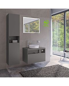 Keuco Stageline Hochschrank 32831290002 40 x 180 x 36 cm, Lack Inox Seidenmatt, Glas Inox satiniert, 2-türig, ohne Elektrik, rechts