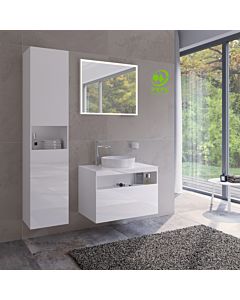 Keuco Armoire haute Stageline 32831300001 40 x 180 x 36 cm, décor match1, blanc verre clair, 2 portes, sans blanc , gauche