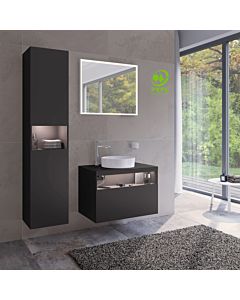 Keuco Stageline tall cabinet 32831970102 40 x 180 x 36 cm, vulcanite decor, frosted vulcanite glass, 2 doors, with electronics, right