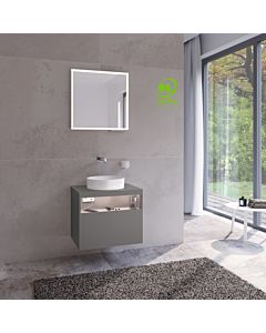 Keuco Stageline meuble sous-vasque 32853290100 65 x 55 x 49 cm, Inox laqué mat satiné, Inox verre satiné, avec électricité