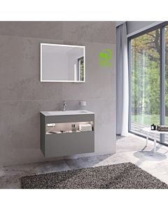 Keuco Stageline Waschtisch-Unterschrank 32862290100 80 x 62,5 x 49 cm, Lack Inox Seidenmatt, Glas Inox satiniert, mit Elektrik