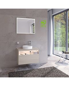 Keuco Meuble sous-vasque Stageline 32865180100 80 x 55 x 49 cm, décor cachemire, verre clair cachemire, avec électronique, trou pour robinet à droite