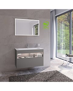 Keuco Stageline vanity unit 32872290100 100 x 62.5 x 49 cm, Inox satin matt lacquer, Inox glass, with electrics