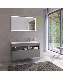 Keuco Stageline Waschtisch-Unterschrank 32882290000 120 x 62,5 x 49 cm, Lack Inox Seidenmatt, Glas Inox satiniert, ohne Elektrik