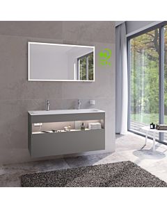 Keuco Stageline Waschtisch-Unterschrank 32882290100 120 x 62,5 x 49 cm, Lack Inox Seidenmatt, Glas Inox satiniert, mit Elektrik