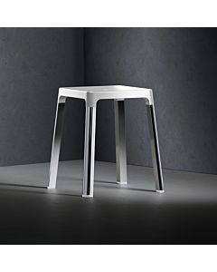 Keuco Axess Hocker 35082170051 Siège 338mm, aluminium anodisé argent/ blanc