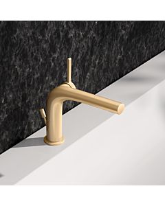 KEUCO Edition 400 single lever washbasin mixer 120, 51504250002 with pop-up waste set, brushed brass