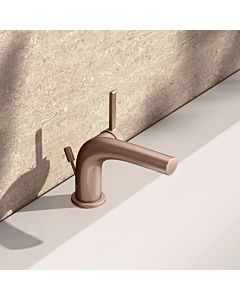 KEUCO Edition 400 single lever basin mixer 80, 51504290000 with pop-up waste set, brushed rose gold