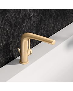KEUCO Edition 400 single lever washbasin mixer 150, 51505250000 swivelling, with pop-up waste set, brushed brass