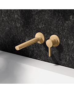 KEUCO Edition 400 mitigeur de lavabo 51516250200 à encastrer, 2 trous, saillie 19,7 cm, laiton brossé