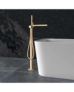 KEUCO Edition 400 mitigeur de bain 51527250100 sur pied, avec flexible de douche et douchette, laiton brossé