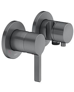 Keuco Edition 400 mitigeur de douche 51551131221 chrome noir brossé, pour 2 Verbraucher , raccord encastré, avec coude mural et support de douche