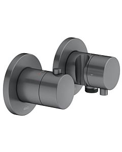Keuco Edition 400 thermostat de douche 51553131221 chrome noir brossé, pour 2 Verbraucher , avec coude de raccordement mural et support de douche