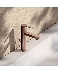 KEUCO IXMO Flat Einhebel-Waschtischmischer 59501293001 Ausladung 124mm, mit Ablaufgarnitur, Rosette rund, rotgold gebürstet