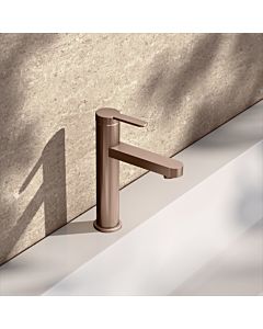 KEUCO IXMO Flat single lever basin mixer 59501293101 projection 124mm, without drain fitting, round rosette, brushed rose gold