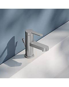 KEUCO IXMO Flat single lever washbasin mixer 59504213000 projection 89mm, with drain fitting, stainless steel finish