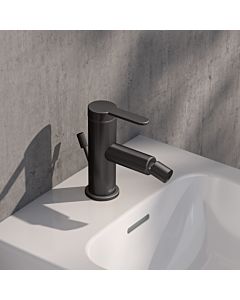 KEUCO IXMO Flat Bidetarmatur 59509353000 Ausladung 110mm, mit Ablaufgarnitur, titanschwarz gebürstet