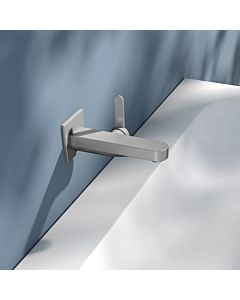 KEUCO IXMO Flat single lever washbasin mixer 59516210302 projection 165 mm, stainless steel finish, wall mounting, square rosette