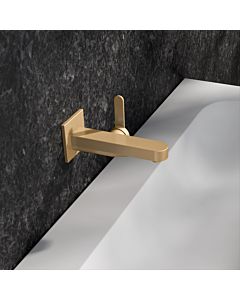 KEUCO IXMO Flat single lever basin mixer 59516250302 projection 165 mm, brushed brass, wall mounting, square rosette