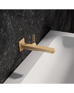 KEUCO IXMO Flat single lever basin mixer 59516251302 projection 225 mm, brushed brass, wall mounting, square rosette
