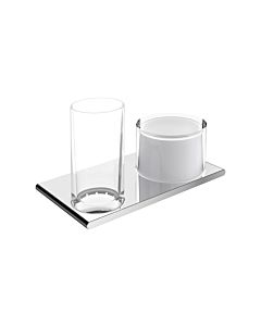 Keuco Edition 400 double support 11553139000 chrome noir brossé, pour distributeur de verre et de lotion