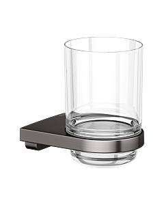 KEUCO Moll porte-verre 12750359000 avec verre en cristal véritable, noir titane brossé