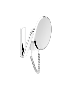 Keuco iLook_move cosmetic mirror 17612179001 beleuchtet , Ø 212 mm, spiral cable, aluminum finish, plug transformer