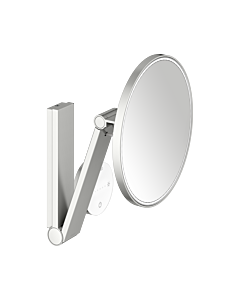 KEUCO iLook_move Kosmetikspiegel 17612219002 rund, 5-fache Vergrößerung, beleuchtet, mit Bedienfeld, Wandmodell, Edelstahl-Finish, Ø 21,2 cm