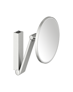 KEUCO iLook_move miroir cosmétique 17612219004 rond, grossissement 5x, beleuchtet , avec interrupteur à bascule, modèle mural, finition acier inoxydable