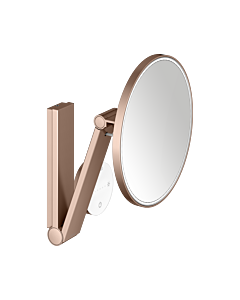 KEUCO iLook_move Kosmetikspiegel 17612299002 rund, 5-fache Vergrößerung, beleuchtet, mit Bedienfeld, Wandmodell, Rotgold gebürstet