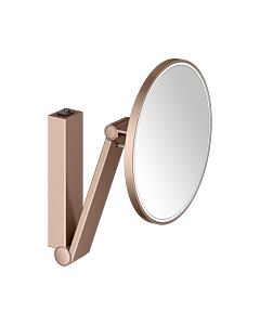 KEUCO miroir cosmétique iLook_move 17612299004 rond, grossissement 5x, beleuchtet , avec interrupteur à bascule, modèle mural, or rose brossé