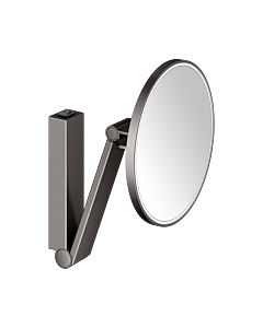 KEUCO iLook_move miroir cosmétique 17612359004 rond, grossissement 5x, beleuchtet , avec interrupteur à bascule, modèle mural, noir titane brossé