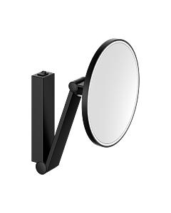 Miroir cosmétique Keuco iLook_move 17612379004, grossissement x5, Ø 212 mm, éclairé, bras pivotant et interrupteur à bascule, noir mat