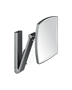 Keuco iLook_move cosmetic mirror 17613139002, 5x magnification, 200x200mm, illuminated, with glass control panel, brushed black chrome