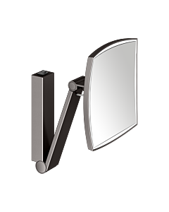 KEUCO miroir cosmétique iLook_move 17613359004 carré, grossissement 5x, beleuchtet , avec interrupteur à bascule, modèle mural, noir titane brossé